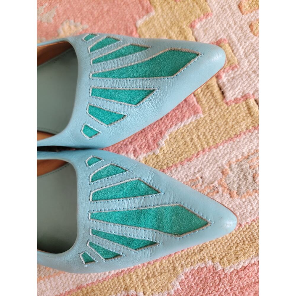 John Fluevog Imagine Ballet Flats in Aqua US 10 - Picture 6 of 8
